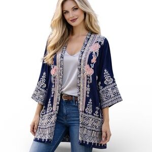 Johnny Was heavily embroidered Helena kimono NWT